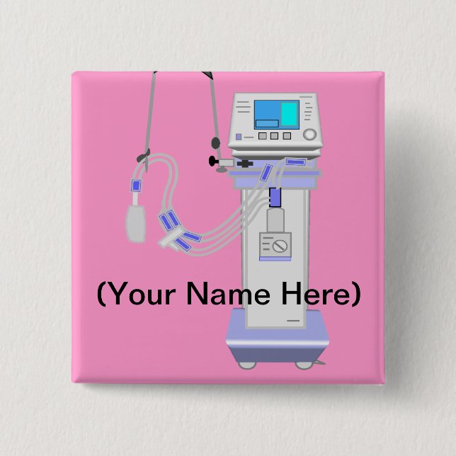 Respiratory Therapist Ventilator Design 2 Inch Square Button (Front)