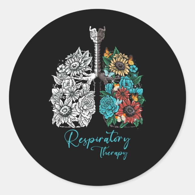 Respiratory Therapy Flower Lung Respiratory Therap Classic Round Sticker (Front)