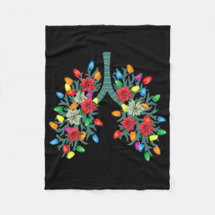 Respiratory Therapy Lung Christmas Light Therapist Fleece Blanket