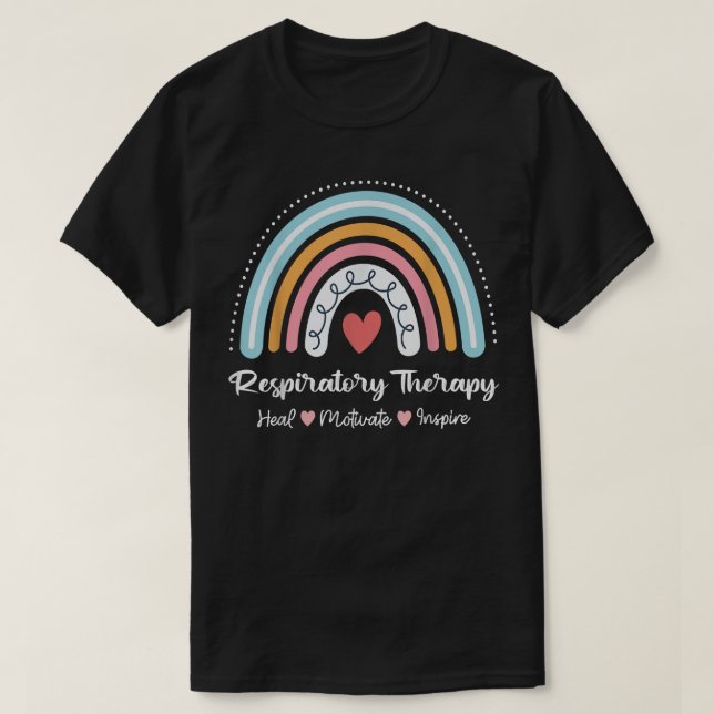 Respiratory Therapy RT Care Week Rainbow Cute RRT  T-Shirt (Design Front)