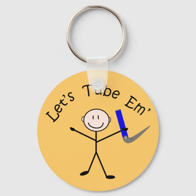 Respiratory Therapy Stick Person "Let's Tube Em" Keychain (Front)