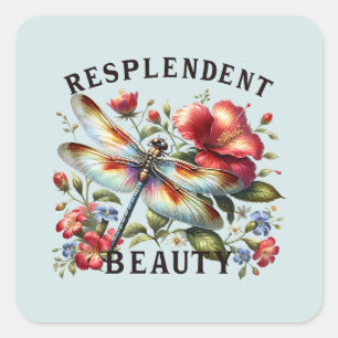 Resplendent Beauty - Artistic Dragonfly Square Sticker