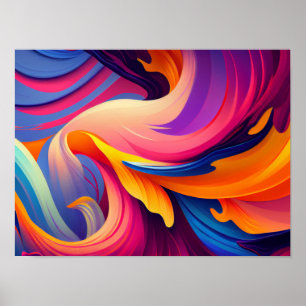 Resplendent Chroma: Abstract Colourful Landscape E Poster