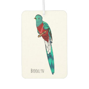 Resplendent quetzal bird cartoon illustration air freshener
