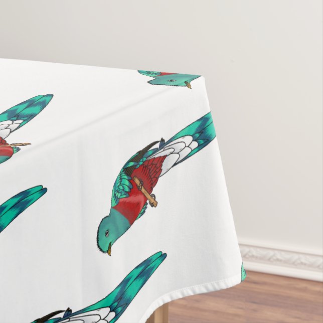 Resplendent quetzal bird cartoon illustration tablecloth (In Situ)