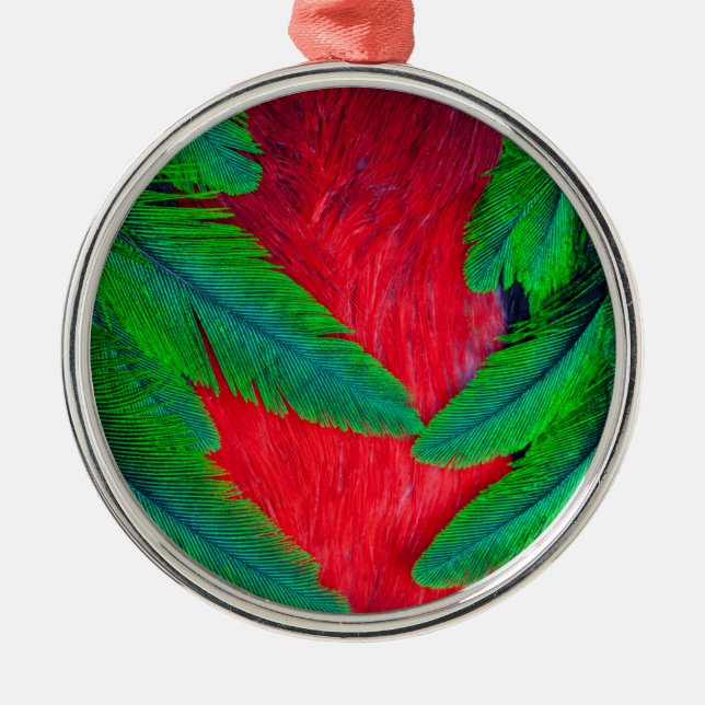 Resplendent Quetzal feather design Metal Ornament (Front)