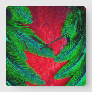 Resplendent Quetzal feather design Square Wall Clock