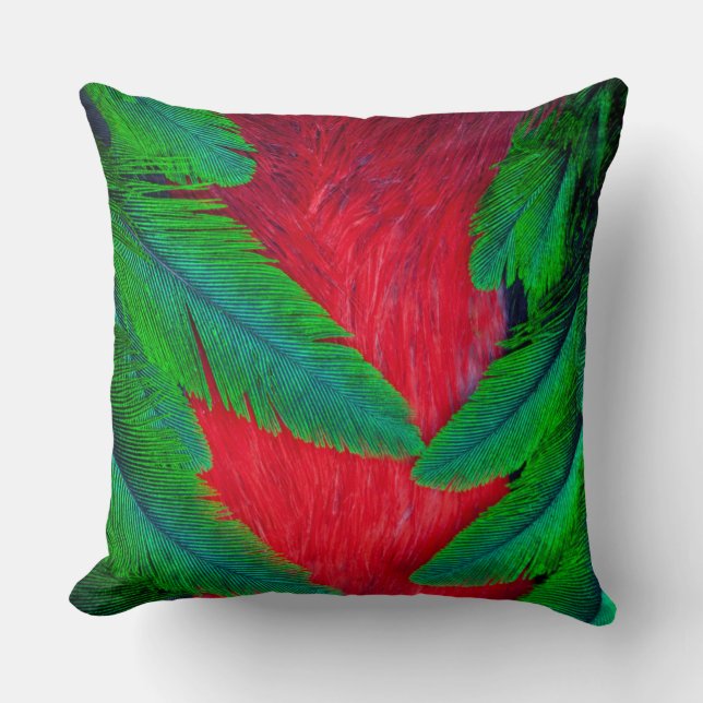 Resplendent Quetzal feather design Throw Pillow (Front)