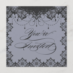 Resplendent Romance Lace Grey Invitation