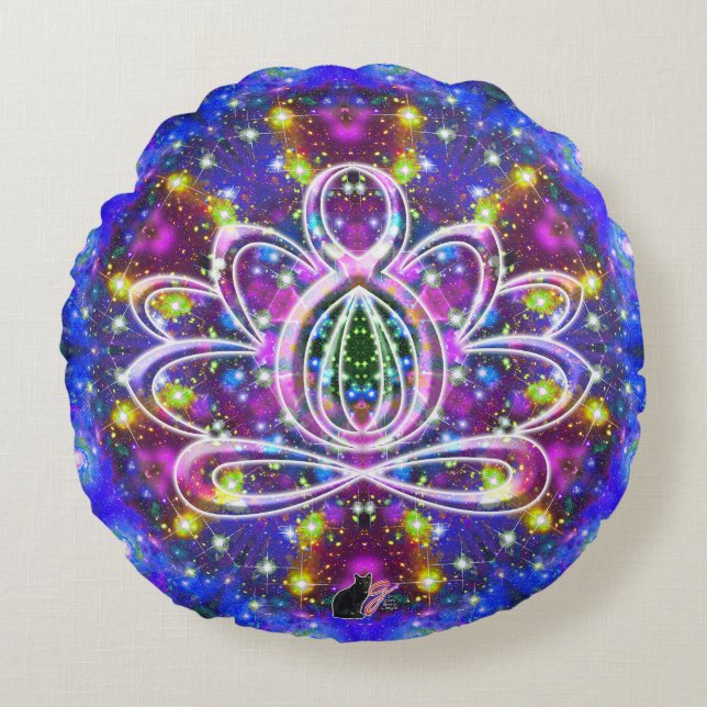 Resplendent Zen Lotus Round Pillow (Front)