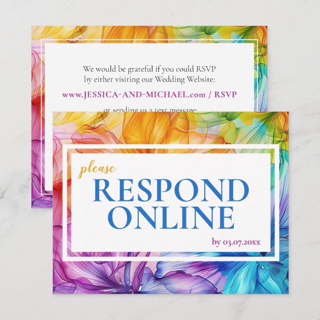 Respond online Ethereal Bloom RSVP card (Front/Back)