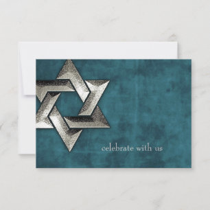 Response Card Bar Mitzvah Teal Grunge