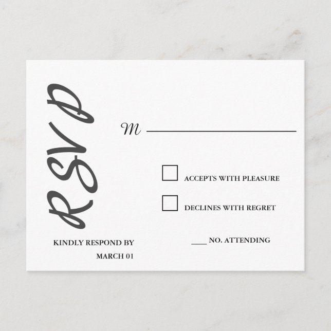 Response Reply Modern Plain Minimalist Simple Postcard (Front)