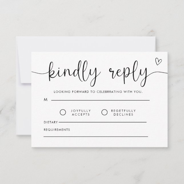 Response, Wedding Insert Card, Simple Rsvp Card (Front)