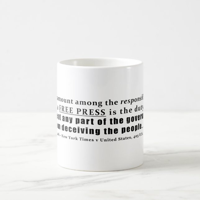 Responsibilities of a Free Press Quote Coffee Mug (Center)