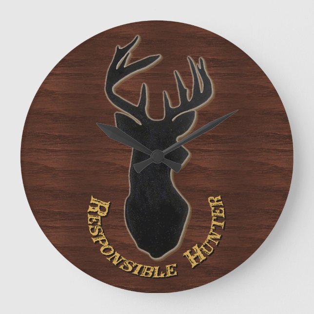 Responsible Hunter Deer Pattern Wall Clock (Front)