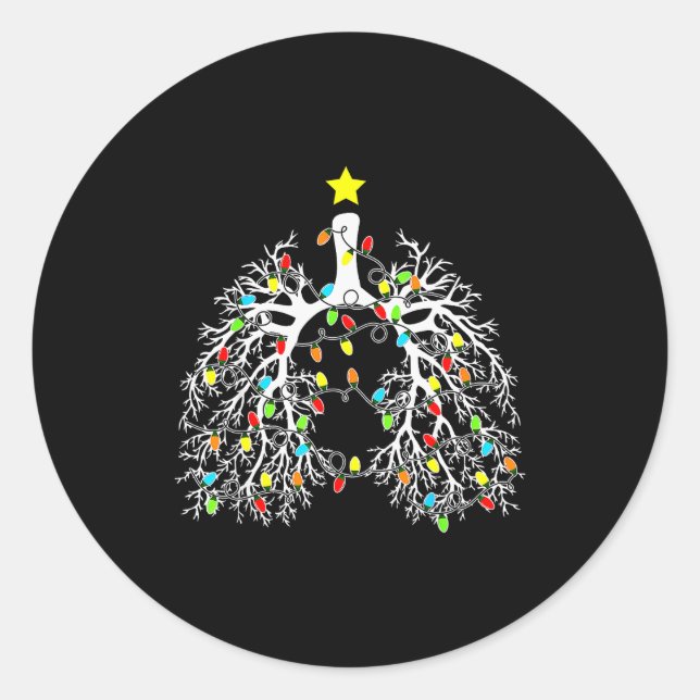 Resratory Therast Lung Christmas Lights Rt Pulmono Classic Round Sticker (Front)