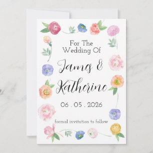 Ressort Aquarelle Floral Enregistrer La Carte Date