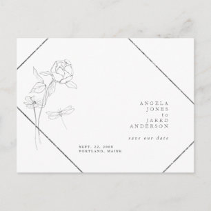 Ressort Crayon Floral Enregistrer la date Carte po