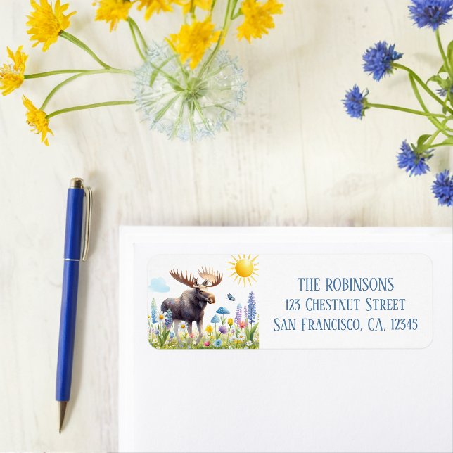 Ressort d'aquarelle Moose Adresse de retour (Créateur téléchargé)