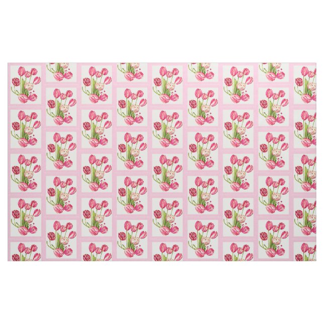 ressort jardin tulipe rose demi-goutte tissu répét (Fat Quarter)