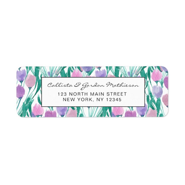 Ressort rose pourpre Tulipe Floral Aquarelle (Devant)