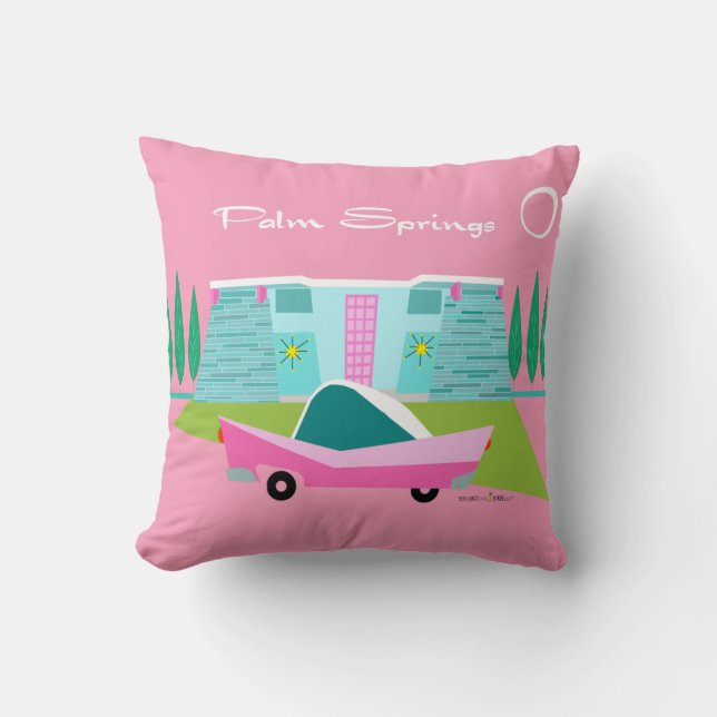 Ressorts De Palme Rose Rétro Lance Oreiller (Recto)