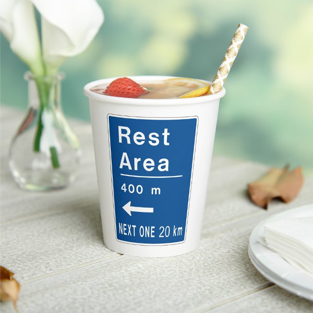 Rest Area 400m Left Road Sign Paper Cups (Creator Uploaded)