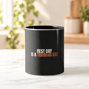 Rest Day Is a Training Day   Black Fitness Mug