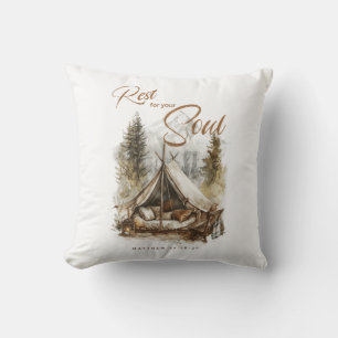 Rest For Your Soul Christian Boho Decor Pillow