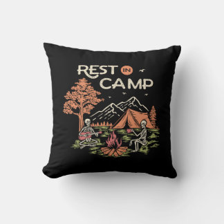 Rest in Camp Throw Pillow