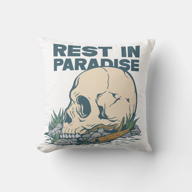 Rest in Paradise Throw Pillow (Front)
