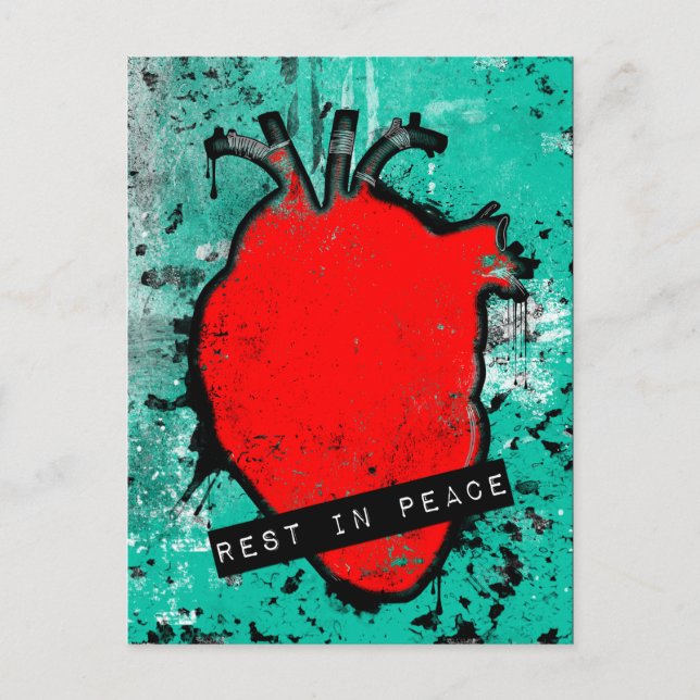 rest in peace emo heart postcard (Front)