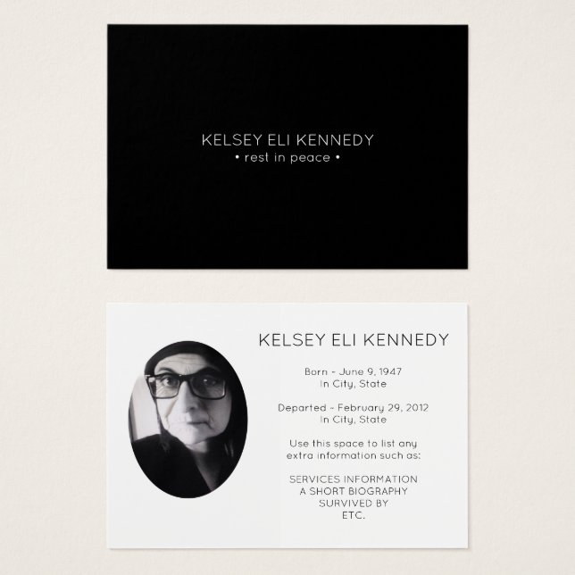 rest in peace funeral prayer card (Front & Back)