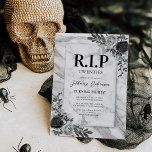 Rest in Peace Twenties 30th Birthday Party Invitat Invitation<br><div class="desc">Funny 30th birthday party invitations featuring a silver grey tombstone,  rustic funeral style watercolor florals,  and a elegant birthday celebration text template that is easy to personalize.</div>