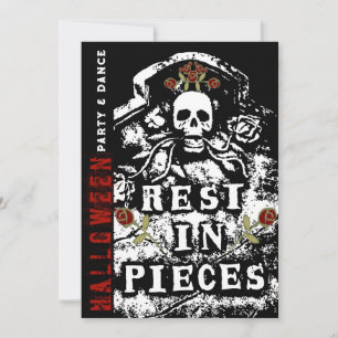 Rest In Pieces Skull Tombstone Halloween Party Invitation