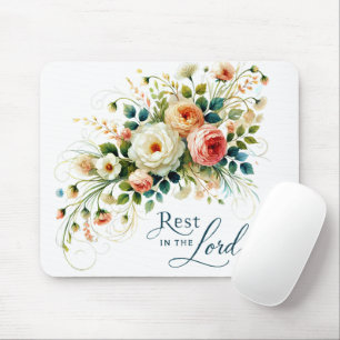 Rest in the Lord floral Mouse Pad