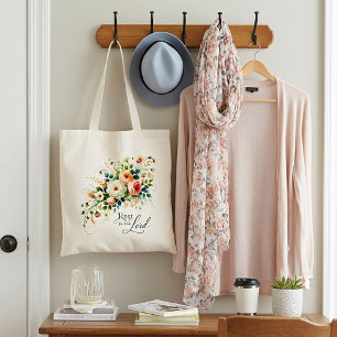 Rest in the Lord floral Tote Bag