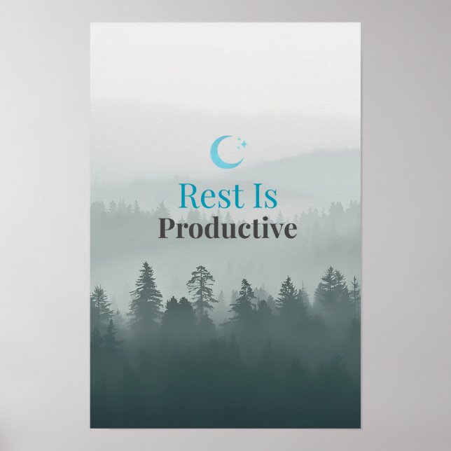 Rest Is Productive – Minimal Motivational Poster (Front)