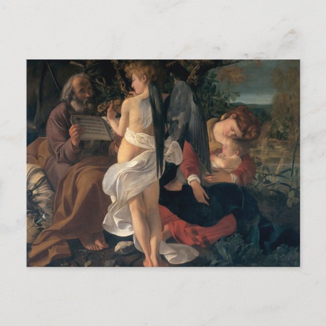 Rest on the Flight Into Egypt by Caravaggio Postca Postcard (Front)