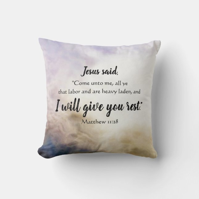 Rest Scripture Throw Pillow (Front)