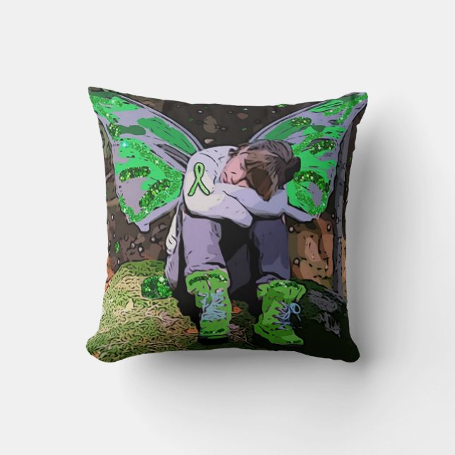 Rest, Warrior Rest Lyme Disease Awareness Pillow (Front)