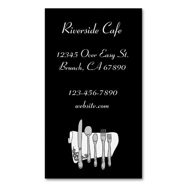 Restaurant Argent sur carte magnétique personnalis (devant Vertical)