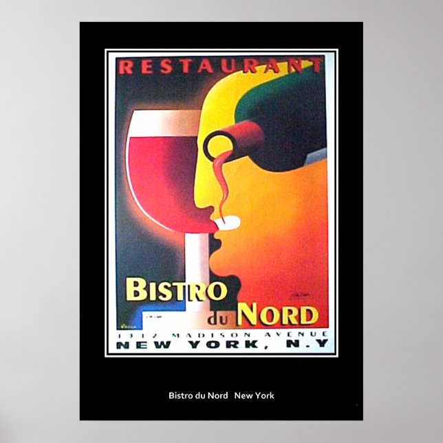 Restaurant Bistro Du Nord vintage Retro Print (Front)