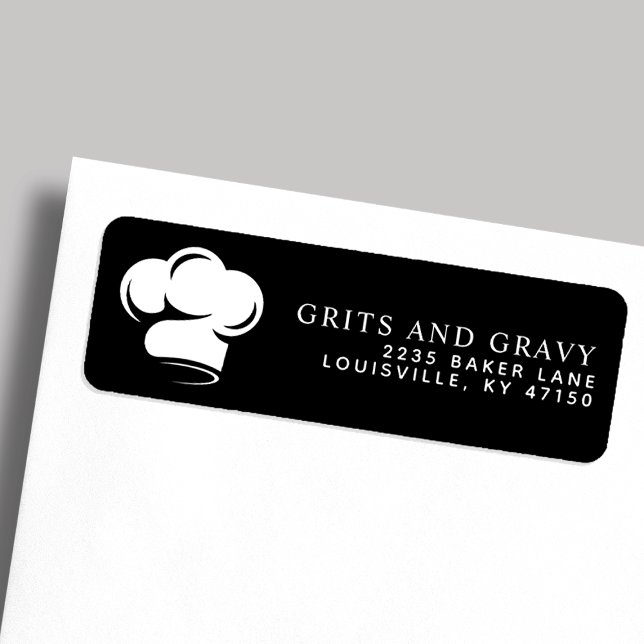 Restaurant Black White Chef Casquette Adresse de r (Créateur téléchargé)
