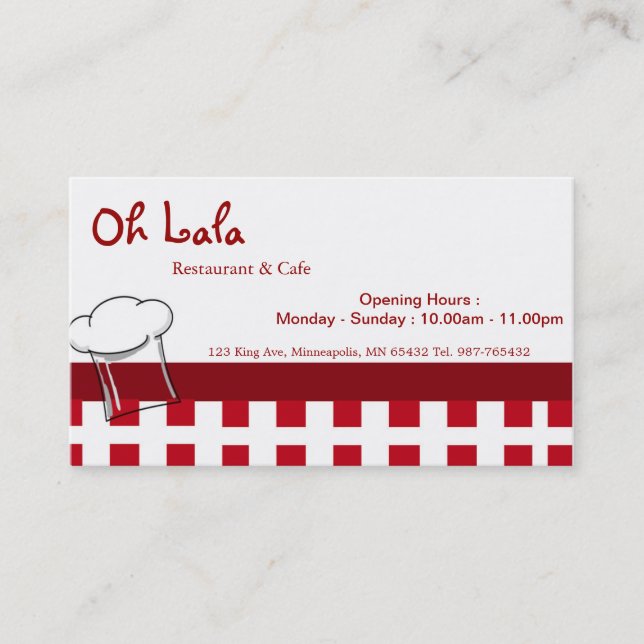 Restaurant Cafe Business Card (Front)