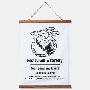 Restaurant & Carvery Cartoon Design Hanging Tapestry