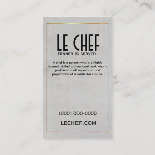 Restaurant Chef Carte de visite Gold 2 Côtés