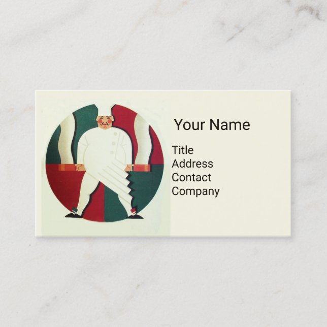RESTAURANT CHEF COOKING FOOD,CATERING MONOGRAM BUSINESS CARD (Front)