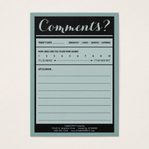 restaurant comment card